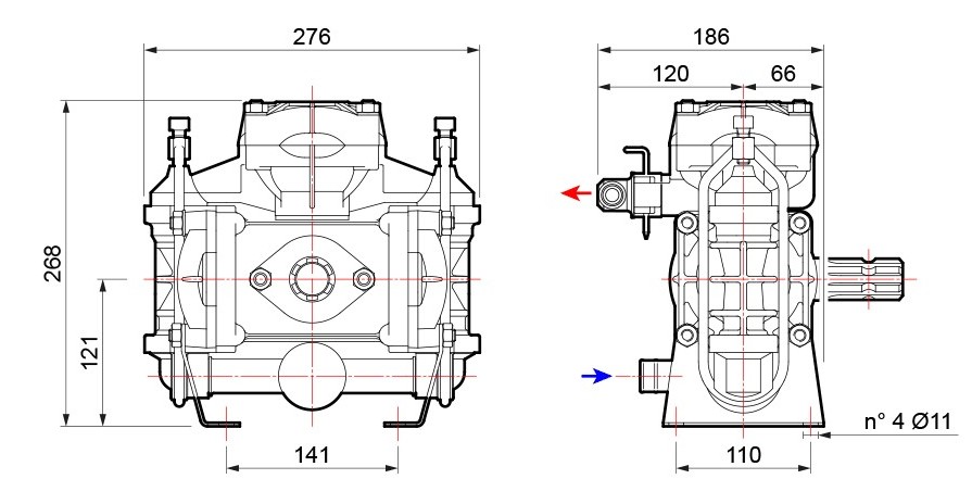 COMET LOW PRESSURE PUMP BP60K - DETAILS OF DIMENSIONS