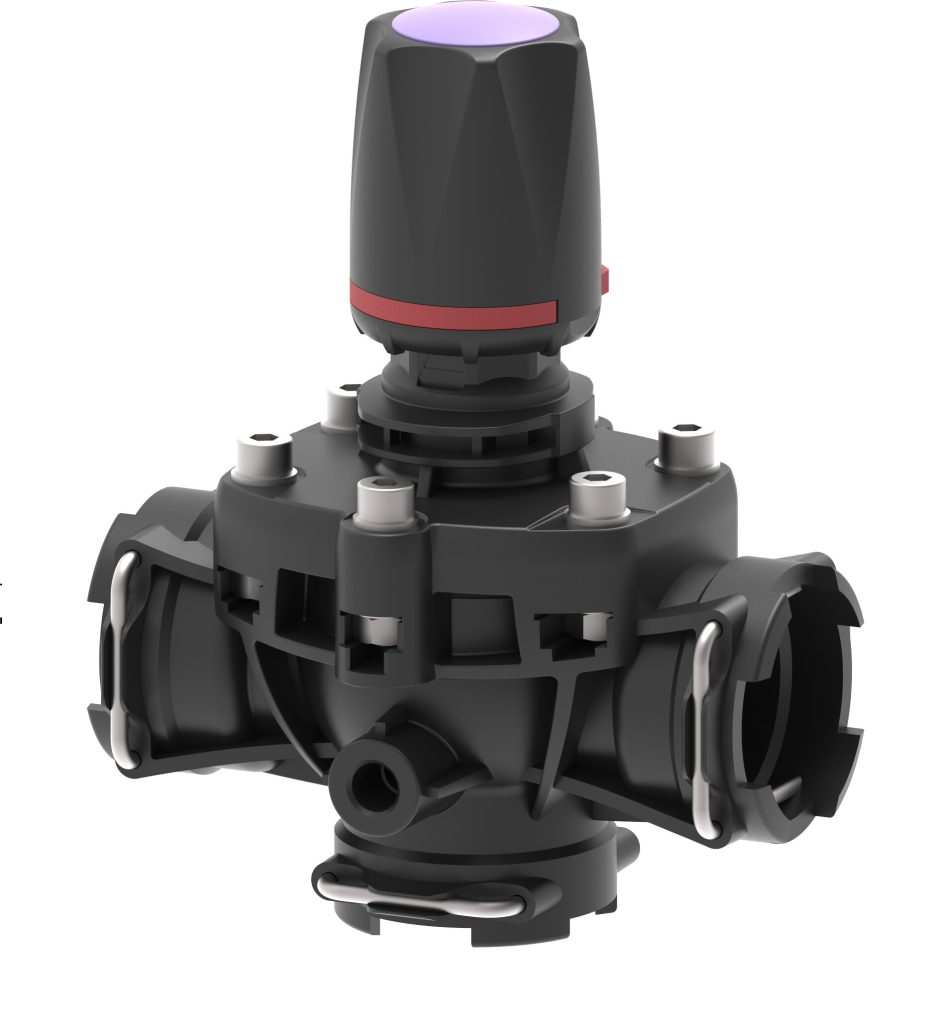 Manual diaphragm pressure relief control valve with fork coupling